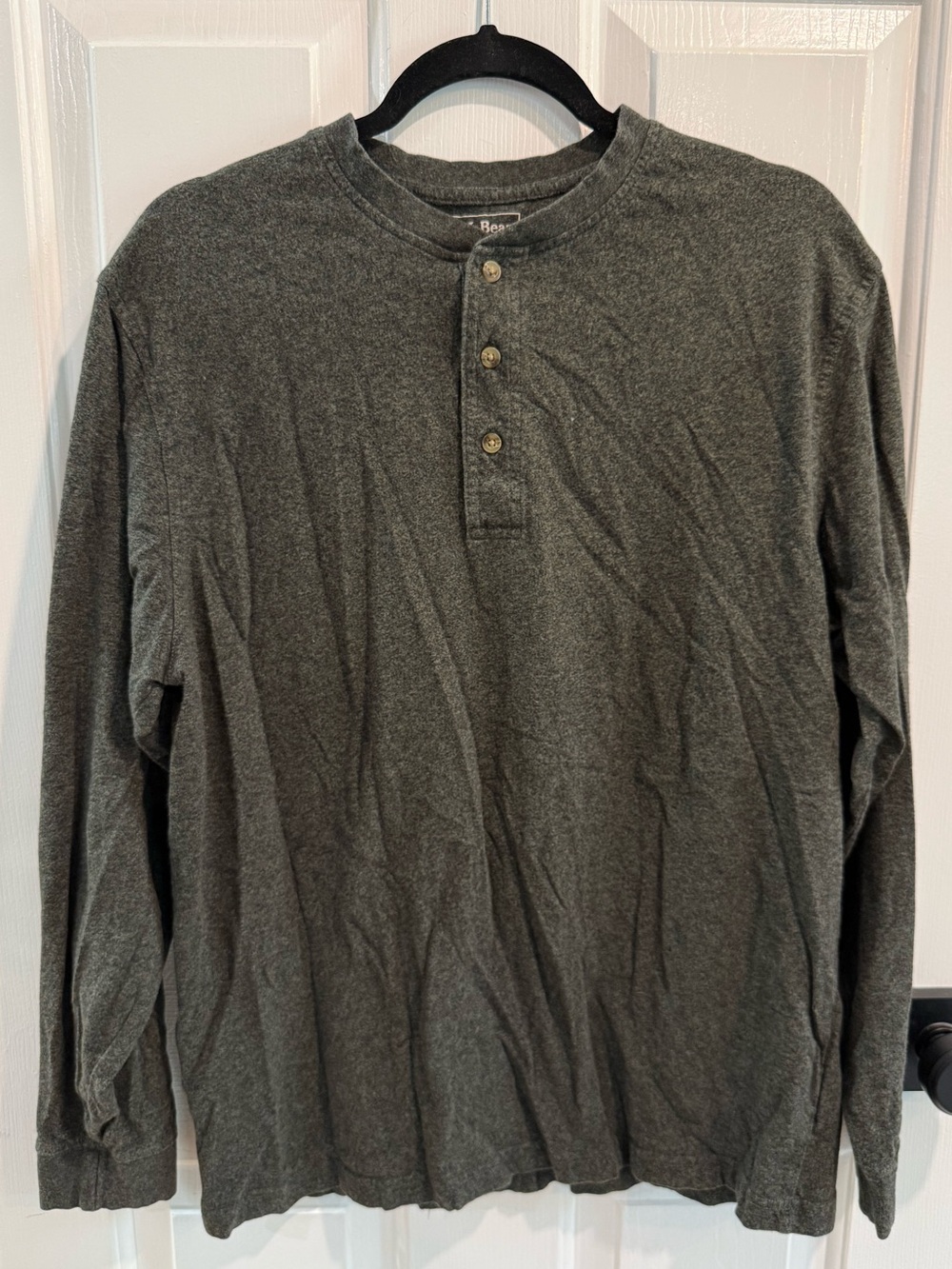 L.L. Bean Men's Long-Sleeve Henley Shirt - Dark Gray